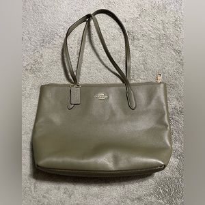 Coach leather zip top military green